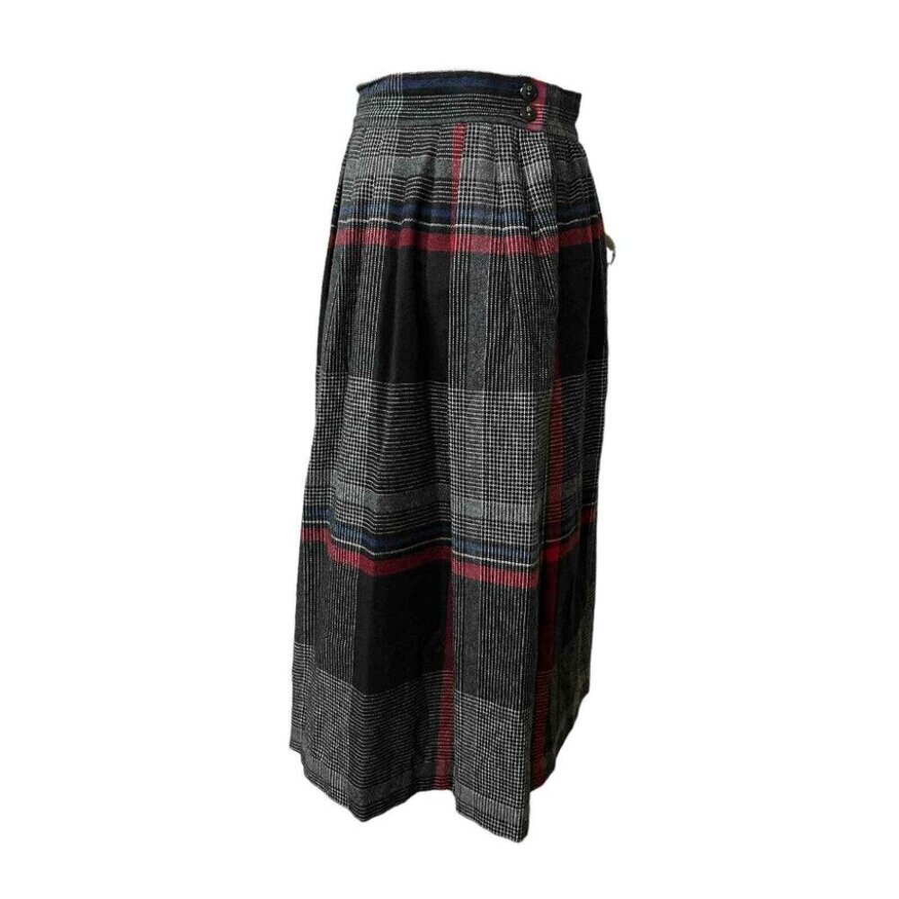 Vintage Copley Square LTD. Womens Button MDN 10 VTG 14 Tartan Plaid Wool Skirt - Picture 3 of 10